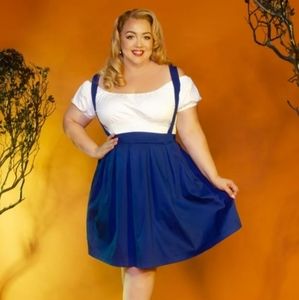 MAGICALLY MADE Pinup COUTURE COLLECTION JOANNE BLUE SATEEN PINAFORE SKIRT RARE